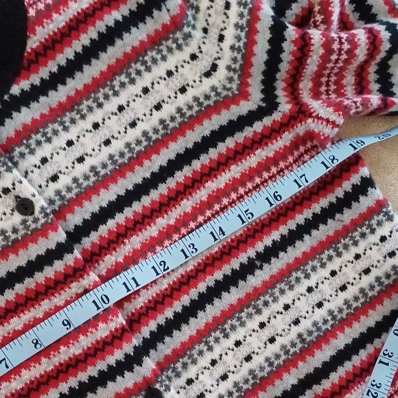 🔥🔥Talbots Fair Isle Nylon & Lambswool Cardigan sweater red Black M - Picture 4 of 11